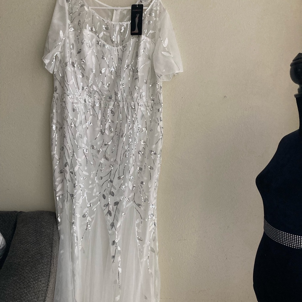 Long ceremony white dress
